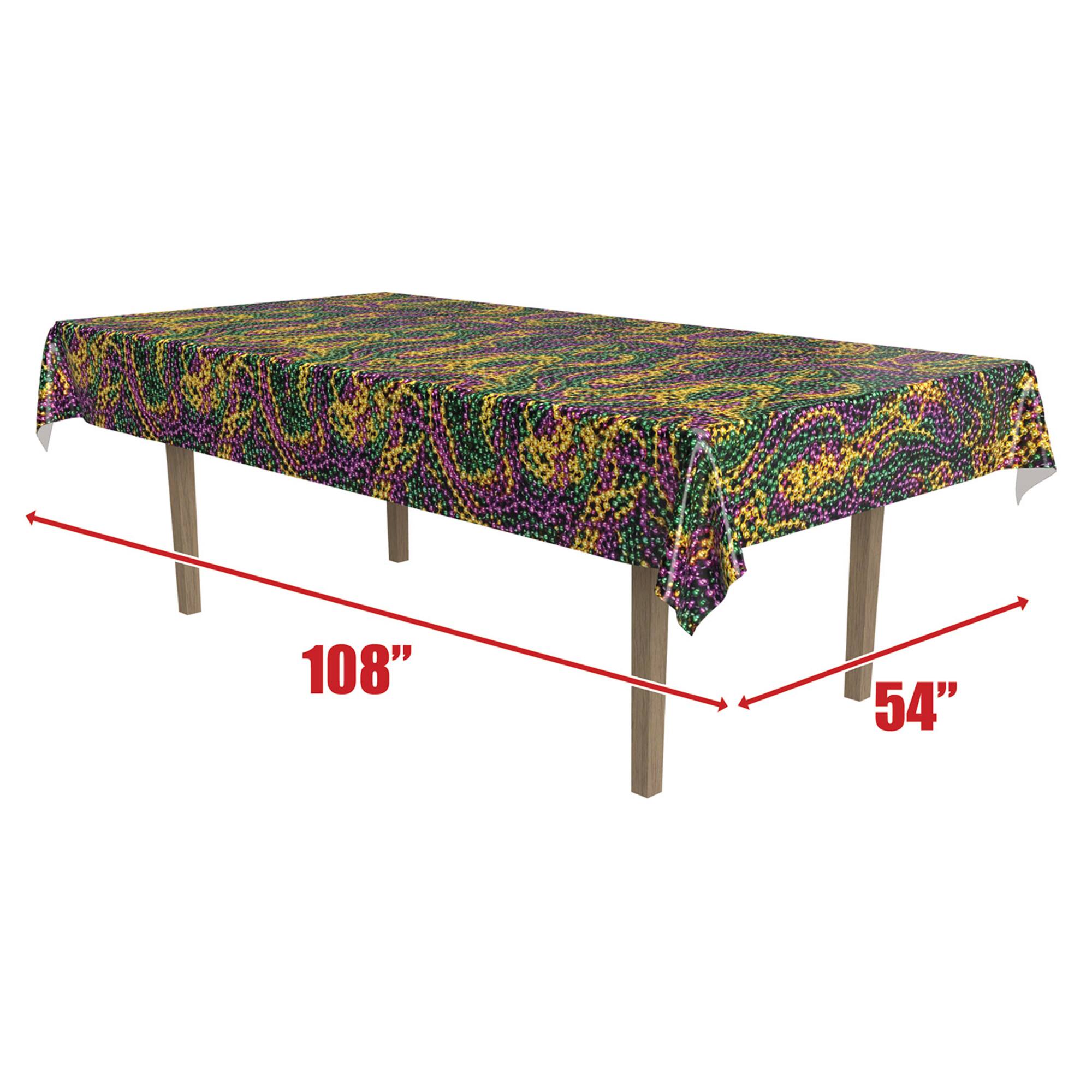 Beistle 54" x 108" Mardi Gras Beads Plastic Table Cover
